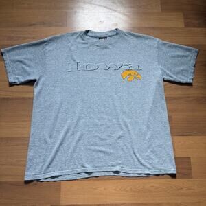 Men's Vintage 90's TSI University of Iowa Hawkeyes Gray Yellow Tee Shirt Sz XL